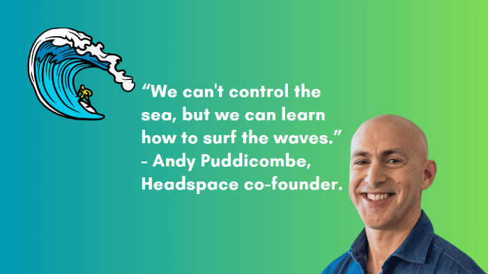 Surfing in the waves quote by Andy Puddicombe